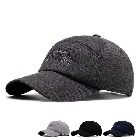 Gorra De Béisbol De Invierno Con Protección Para Los Oídos Forro Polar Cálido Cortavientos Bordado Ajustable Algodón