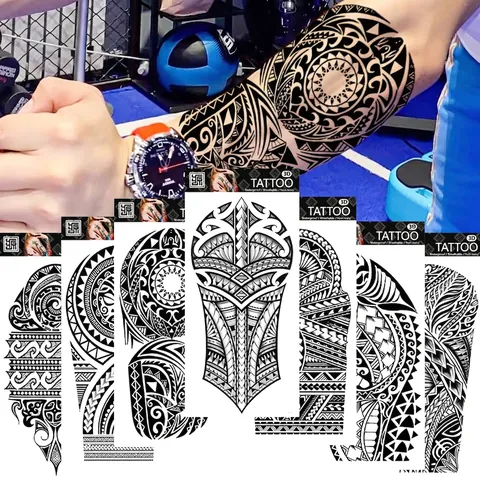 Temporary Tattoo Stickers Waterproof 3D Tribal Mandala Animal Floral Sketch Body Art Men Women Long Lasting Breathable