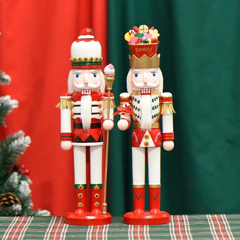 Christmas Nutcracker King Wooden Hand Painted Candy Ice Cream Theme Desktop Decoration Holiday Ornament Table Top Gift