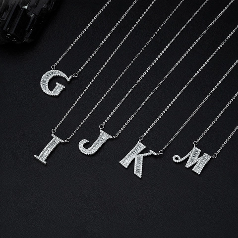 Fashion Stainless Steel Zirconia Initial Letter Pendant Necklace For Women Light Luxury Alphabet Clavicle Chain Jewelry Gift
