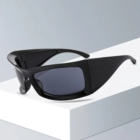 Futuristic Wraparound Sports Sunglasses PC Frame UV400 Protection Cyberpunk Y2K Style Wide Frame For Men Women