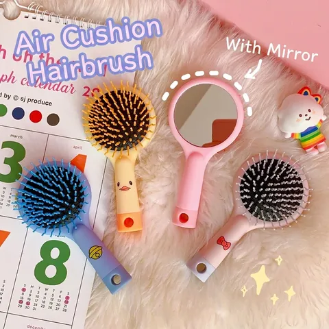 Cartoon Mini Luftkissen Massage Haarbürste Tragbarer Entwirrungskamm Für Frauen Mädchen Süßes Kunststoff Styling Tool