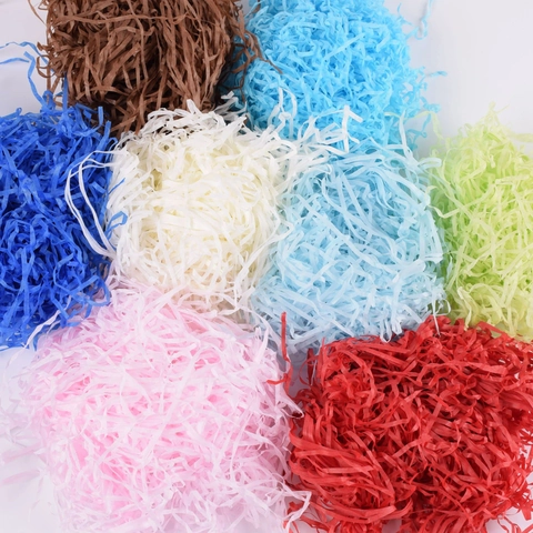 Colorful Raffia Shredded Paper Gift Box Filler Decorative Crumpled Paper Shreds For Basket Stuffing Packaging
