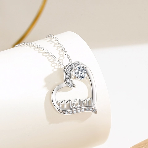 Hanger Ketting Hart Mom Letter Van 925 Sterling Zilver Voor Dames Met Strass Sieraden Cadeau Voor Moederdag