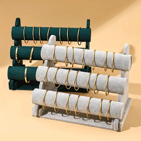 Bracelet Display Stand Velvet Linen Jewelry Organizer Detachable Bangle Holder Watch Rack For Home Storage Shop Retail