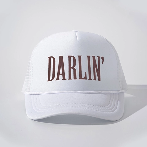 Cappello Trucker Retrò DARLIN' Stampa Lettere Mesh Traspirante Cappello Da Baseball Con Corda Decorativa Regolabile