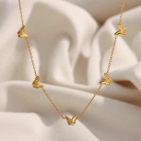 Collier Pendentifs Papillon Plaqué Or 18K Acier Inoxydable Délicat Élégant Style Ins Bijoux Quotidiens Pour Femmes