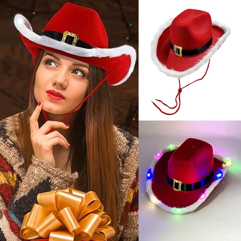 LED Light Up Cowboy Hat Neon EL Wire Luminous Western Cap For Carnival Halloween Party Music Festival Unisex