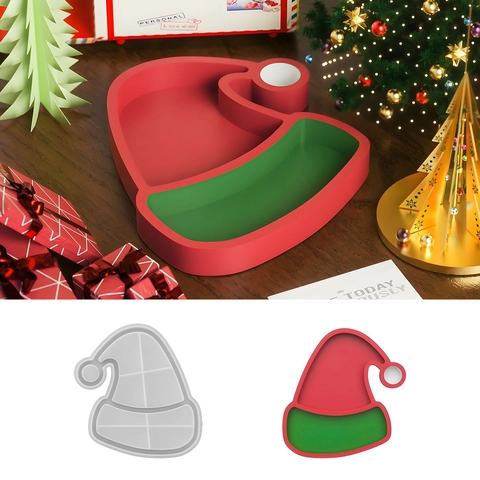 Stampo in Silicone a Forma di Cappello di Babbo Natale Fai da Te per Colata di Resina Vassoio in Gesso Piastra per Gioielli Strumento per Artigianato