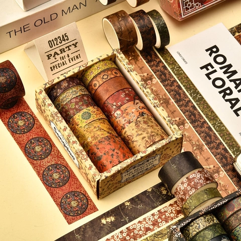 Vintage Chinesischer Stil Washi Tape Landschaft Blumenmuster Dekorative Klebebänder Für Scrapbooking Journaling DIY Kunst