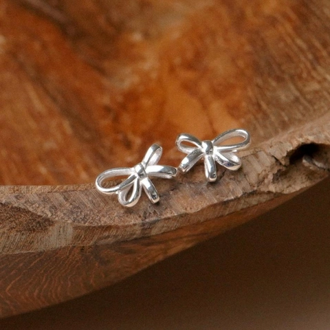 925 Sterling Silver Bowknot Ear Studs Minimalist Korean Style Ribbon Knot Jewelry For Women Girls