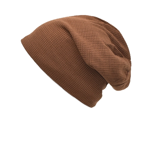 Women Waffle Knit Slouchy Beanie Hat Cotton Polyester Warm Lightweight Breathable Skull Cap Japanese Casual Style Plain