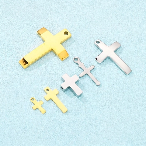 Pendenti A Croce In Acciaio Inossidabile Ciondoli Religiosi Lucidati Accessori Per La Creazione Di Gioielli Fai Da Te Per Collane Orecchini Oro Argento