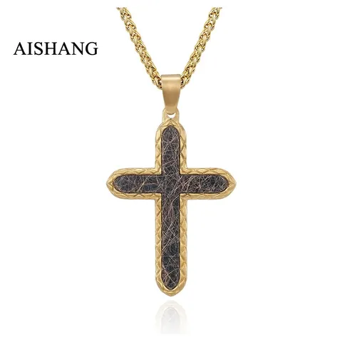 Collar Con Colgante De Cruz De Acero Inoxidable Para Hombre Joyería Religiosa Punk Retro Bicolor