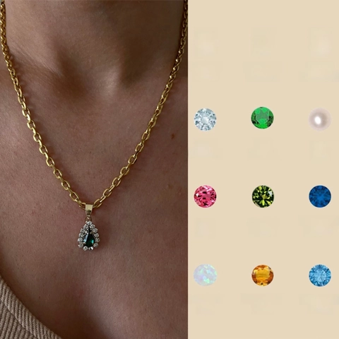 Κολιέ Μενταγιόν Vintage Pear Σχήμα Teardrop Zircon Crystal Gemstone Επιχρυσωμένο Κόσμημα Μόδας Για Γυναίκες