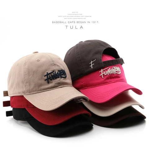 Washed Cotton Baseball Cap Retro Embroidered Letter Adjustable Outdoor Sun Protection Casual Unisex Hat