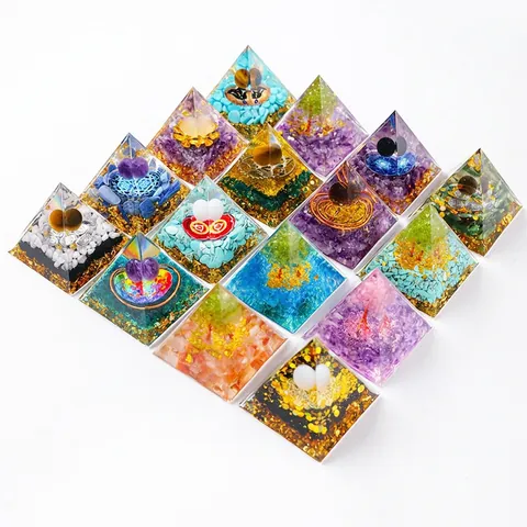 Orgonit Energie Pyramide Amethyst Lebensbaum Heilung Naturkristall Stein Harz Ornamente Haus Schreibtisch Deko