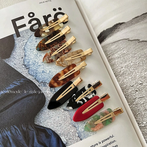 Acetate No-Bend Hair Clips Seamless Bangs Clip For Women Makeup Hairstyling Minimalist Korean Style Alloy Resin Accessories