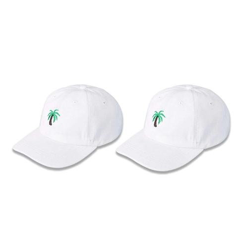 Cappello Da Baseball In Cotone Bianco Con Ricamo Palma Verde Cappello Da Sole Regolabile Moda Casual Dad Hat Per Uomo Donna