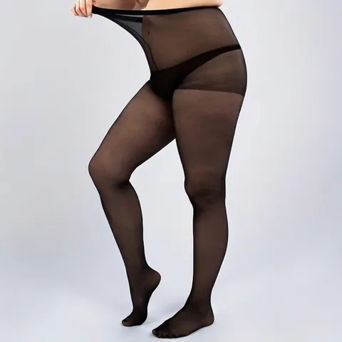 Women Plus Size High Elasticity Sheer Tights Pantyhose Nylon Thin Transparent Shaping Stockings Solid Color