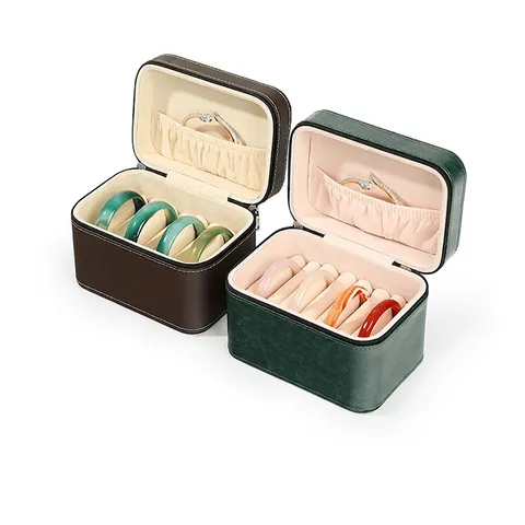 Caja De Almacenamiento Para Pulseras Gran Capacidad Cuero PU Organizador De Brazaletes Forro De Terciopelo Ranuras Múltiples Joyero Portátil