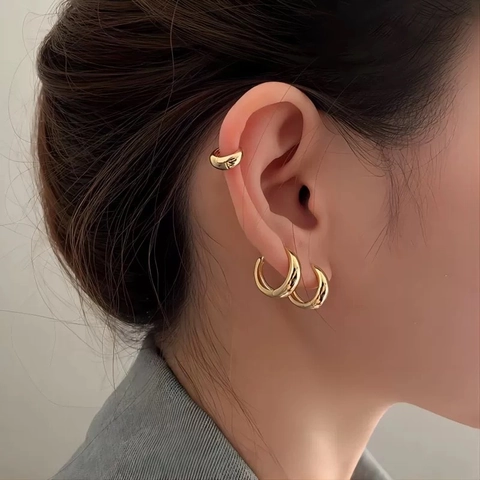 Klobige Creolen Edelstahl Hochglanzpoliert Minimalistisch Tropfenform Huggie Ohrringe Retro Mode Schmuck Für Damen Herren