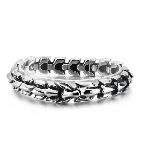 Punk Drachenschuppen Knochen Kette Armband Für Männer Schwere Industrielle 316L Edelstahl Streetwear Gothic Schmuck Accessoire