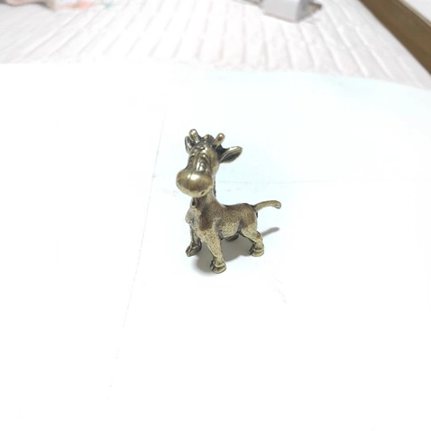 Ornamento Miniatura Giraffa Cervo Lega Ottone Metallo Galvanizzato Stile Retro Vintage Decorazione Scrivania Casa Animale
