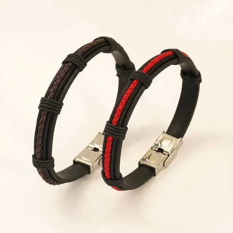 Bracciale In Pelle Intrecciata Da Uomo Con Fibbia In Acciaio Inossidabile Multistrato Minimalista Accessorio Di Gioielleria Casual Unisex
