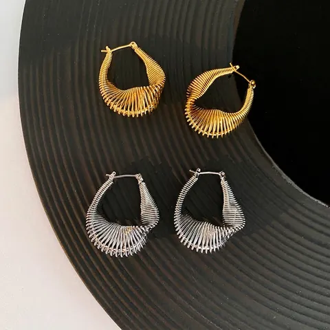 Minimalist Twisted Wire Hoop Earrings Copper Irregular U Shape Geometric Chunky Statement Jewelry For Women