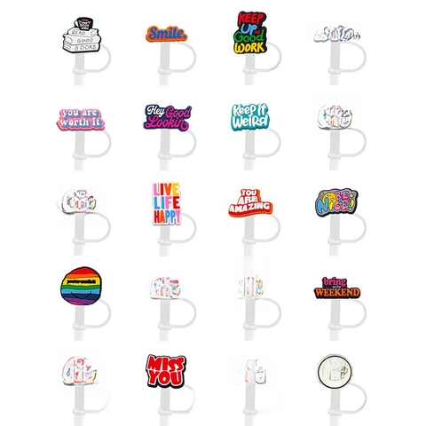 Siliconen Rietje Cover Dop Herbruikbare Stofdichte Plug Met Motiverende Letter Citaat Ontwerp Drinkgerei