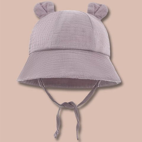 Baby Cotton Sun Hat Cute Animal Ears Bucket Hat With Chin Strap Newborn Infant Toddler Summer Sun Protection Outdoor Cap