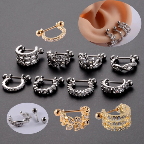 Gioielli Piercing Cartilagine Orecchio Acciaio Inossidabile Micro Intarsiato Zirconia Cubica Helix Stud