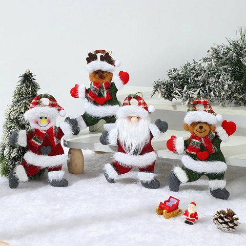 Pendenti Appesi Per Albero Di Natale Babbo Natale Pupazzo Di Neve Renna Orso Ornamenti In Peluche Decorazioni Festive