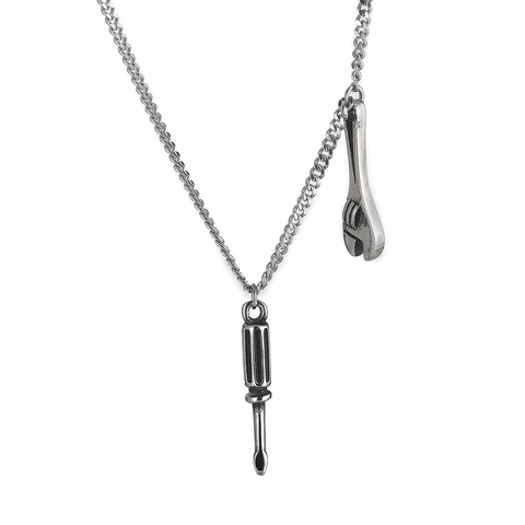 Collar De Acero Inoxidable Con Mini Martillo Llave Destornillador Colgantes Joyería Estilo Punk Industrial Para Hombre