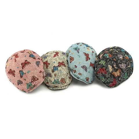 Butterfly Jacquard Beret Hat Retro British Style Colorful Embroidery Adjustable Ivy Cap Newsboy Hat For Women