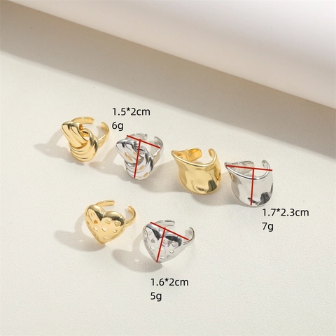 Anello Aperto in Rame Vintage Francese Cuore Nodo per Donna Hip Hop Minimalista Anello da Dito Regolabile Oro Argento Gioielli Regalo