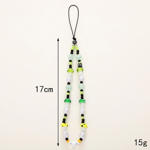 Kleurrijke Paddestoel Kralen Telefoonketting Acryl Hars Beer Smiley Anti-Verlies Pols Lanyard Strap Accessoires Voor Dames