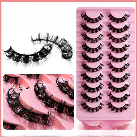 Russian Strip Eyelashes DD Curl Faux Mink False Eyelashes Voluminous Natural Layered Reusable Eye Makeup Beauty Tools