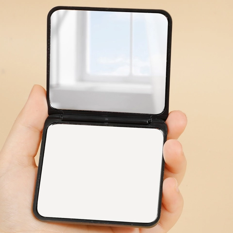 Draagbare Compacte Spiegel Opvouwbaar Dubbelzijdig Vierkant Zakformaat Make-up Tool Reizen ABS Glas Leuk Patroon