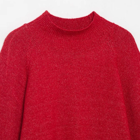 Suéter De Punto Para Mujer Cuello Perkins Mangas Murciélago Anchas Corte Holgado Casual De Poliéster