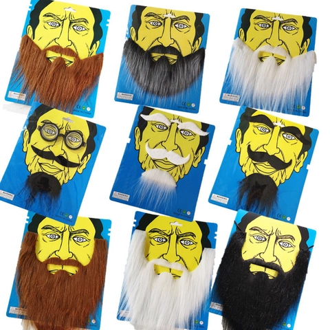 Realistic Fake Moustache Beard For Halloween Party Costume Props Synthetic Fiber Adhesive Funny Facial Hair Novelty