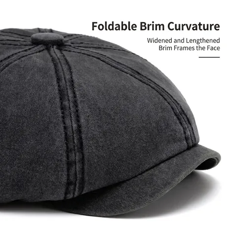 Newsboy Mütze Gewaschene Baumwolle Vintage Octagonal Hut Verstellbar Atmungsaktiv Lässig Täglich Für Herren Damen