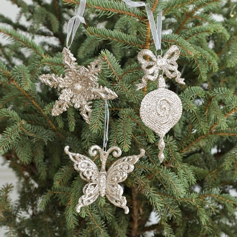 Decorazioni Appese Albero Di Natale Luccicanti PVC Torre Eiffel Campana Farfalla Caramella Scatola Regalo Arredamento Festa