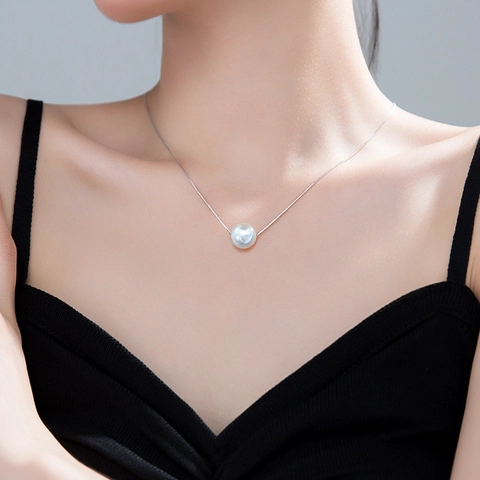 Collana Con Ciondolo A Perla Artificial Minimalista In Acciaio Al Titanio Gioielli Semplici Per Donna Stile Elegante