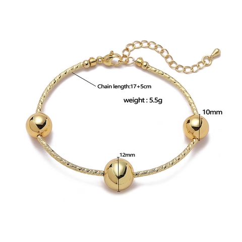 Gioielli in Rame Retrò Placcati Oro con Perline Tonde per Donna Collana e Bracciale Regolabili Gioielli alla Moda Minimalisti