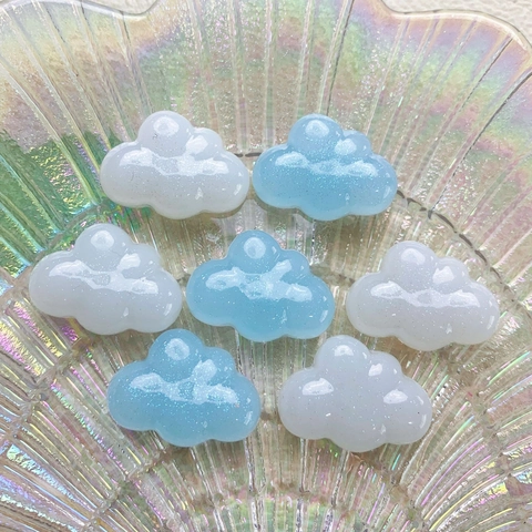 Mini Glitzer Harz Wolken Charms Schimmernde Flatback DIY Schmuckherstellung Zubehör Für Haarspangen Handyhüllen Deko Kawaii