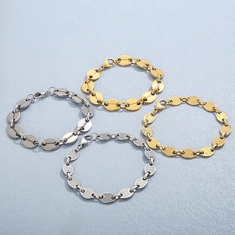 Bracciale A Maglie Chicco Di Caffè In Acciaio Inossidabile Per Donna Oro 18K Catena Naso Di Maiale Gioielli Moda