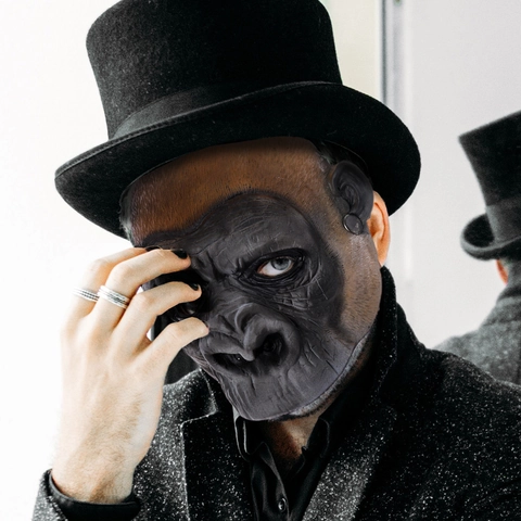 Realistische Gorilla Maske PU Latex Affe Kopfbedeckung Halloween Karneval Party Cosplay Kostüm Neuheit Tier Gesichtsmaske Erwachsen