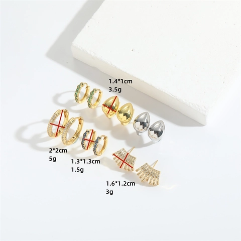 Kupfer Zirkon Ohrstecker Geometrische Wassertropfen Huggie Hoop Vintage Minimalistischer Schmuck Für Frauen